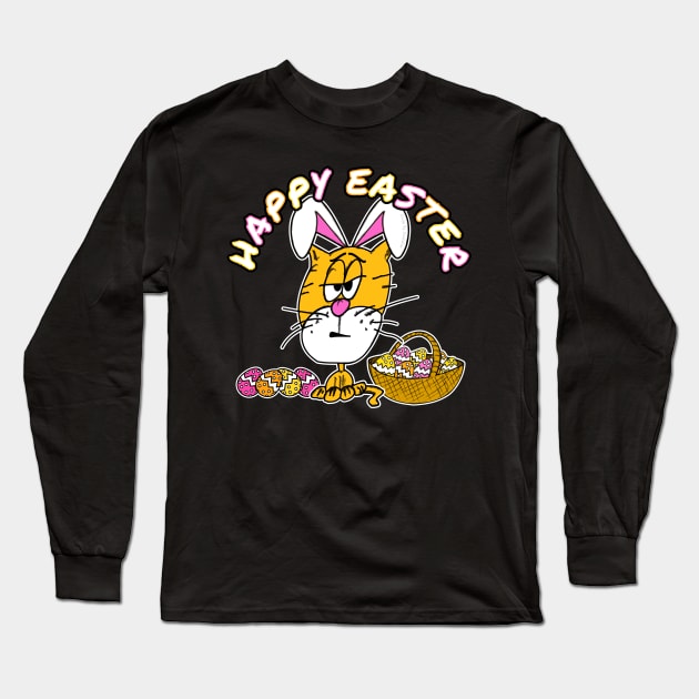 Easter Cat Bunny Eggs Sarcasm Long Sleeve T-Shirt by doodlerob